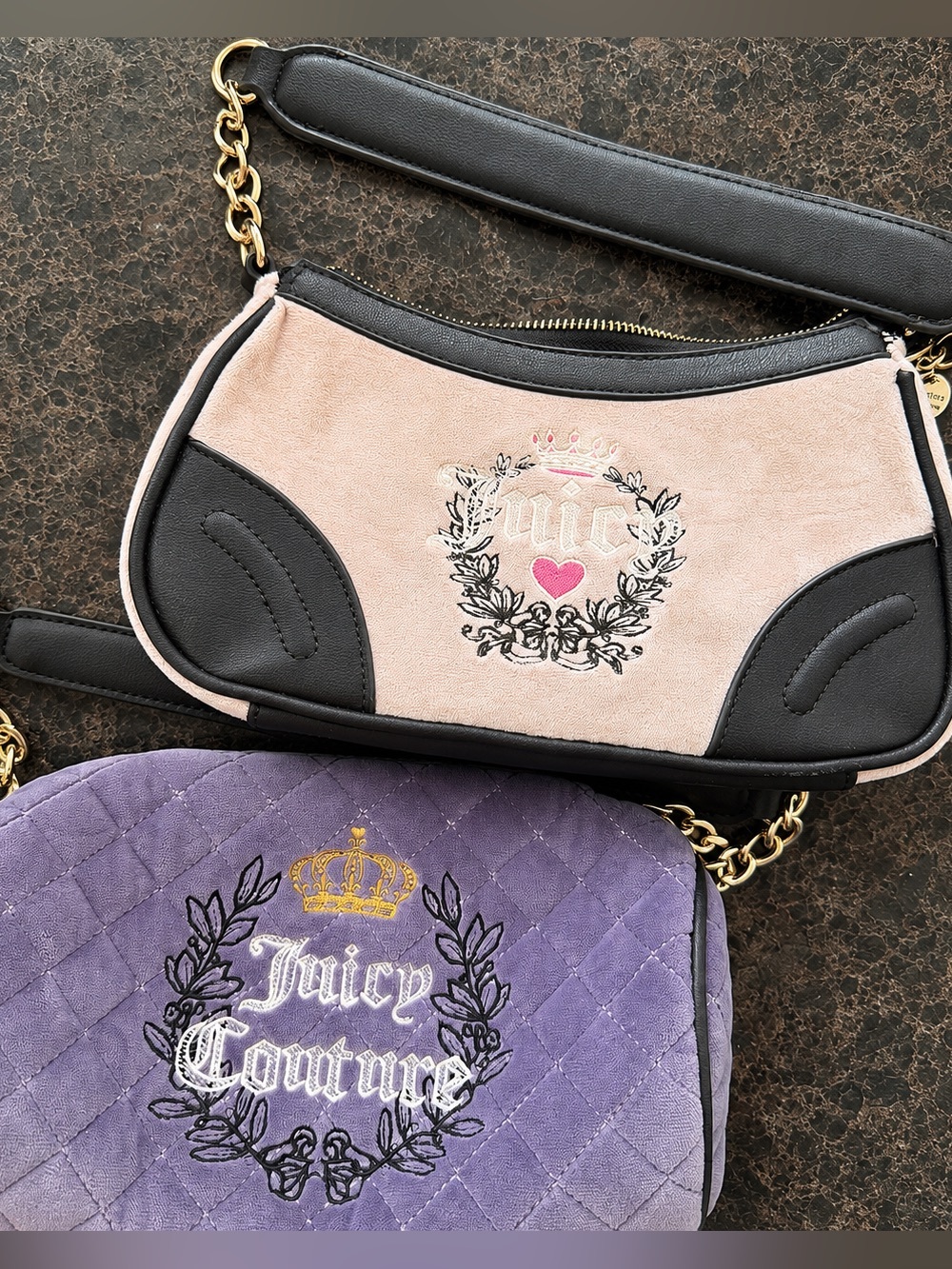 (2) Juicy Couture velour shoulder bags